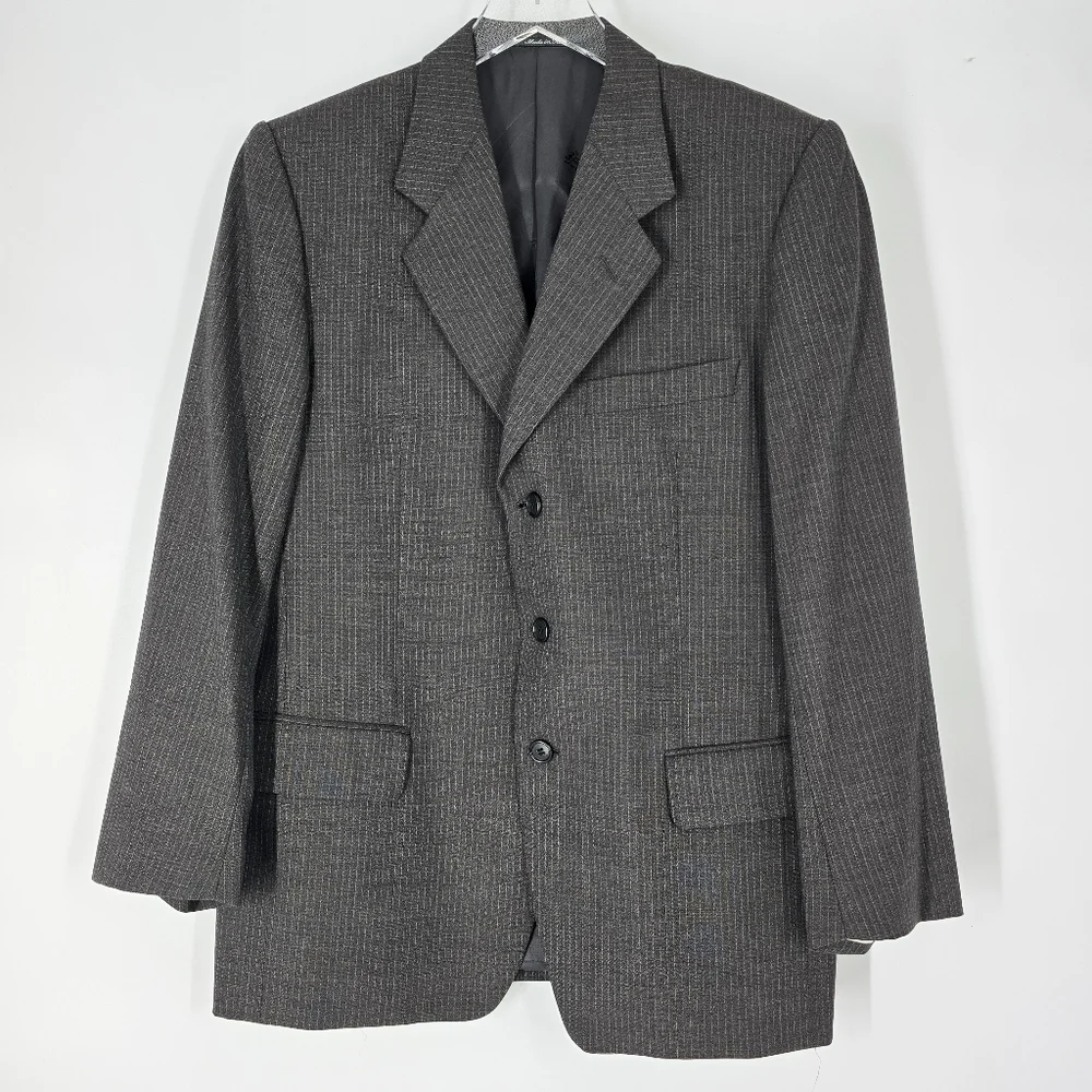 Ermenegildo Zegna Wool Pinstripe Grey Blazer Jacket Size 38 IT 48